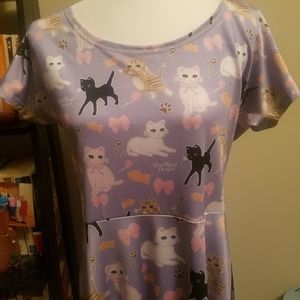 Pastel Cat print skater dress XL